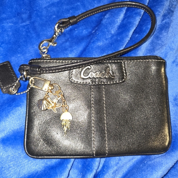Coach Black Leather Wristlet - Picture 1 of 4
